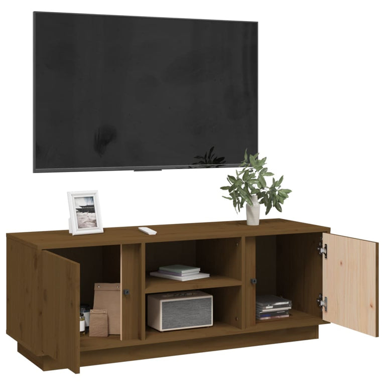 Tv-meubel 110x35x40,5 cm massief grenenhout honingbruin MeubelReus