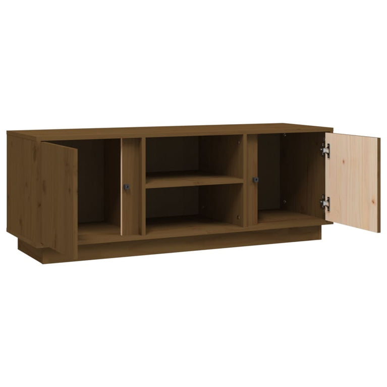 Tv-meubel 110x35x40,5 cm massief grenenhout honingbruin MeubelReus