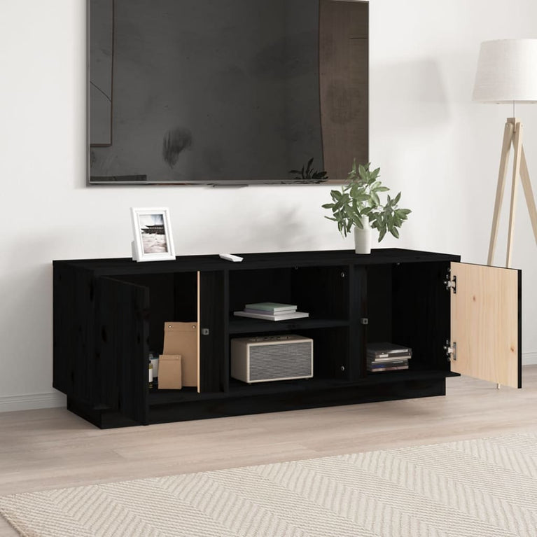 Tv-meubel 110x35x40,5 cm massief grenenhout zwart MeubelReus