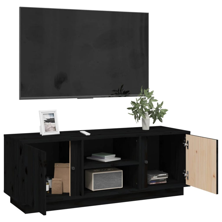 Tv-meubel 110x35x40,5 cm massief grenenhout zwart MeubelReus