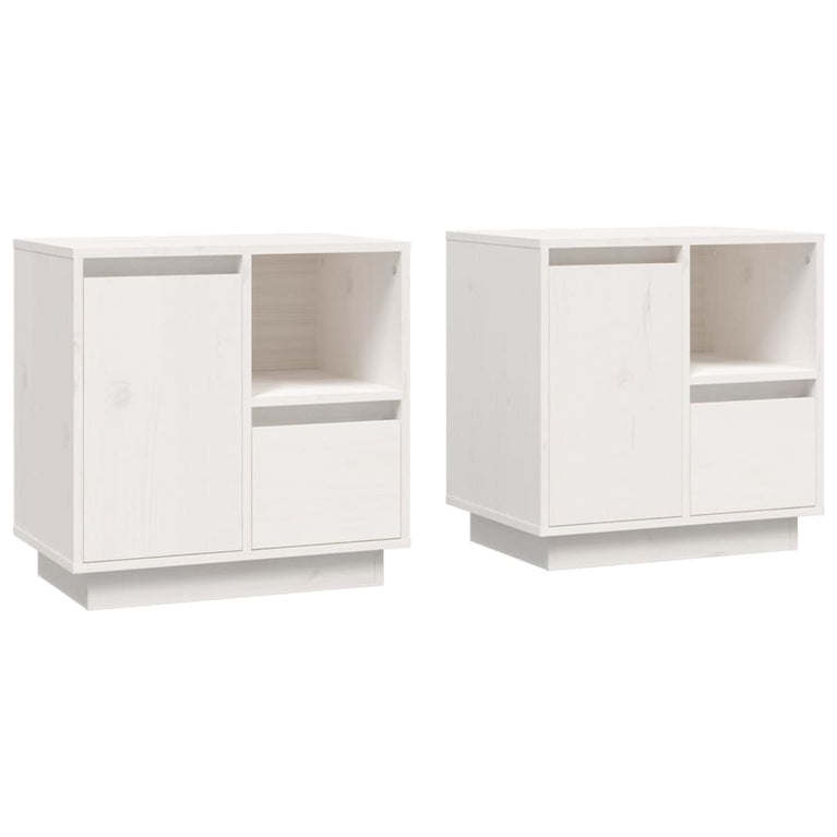 Nachtkastjes 2 st 50x34x50 cm massief grenenhout wit MeubelReus