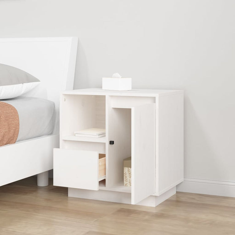 Nachtkastjes 2 st 50x34x50 cm massief grenenhout wit MeubelReus