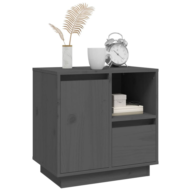 Nachtkastjes 2 st 50x34x50 cm massief grenenhout grijs MeubelReus