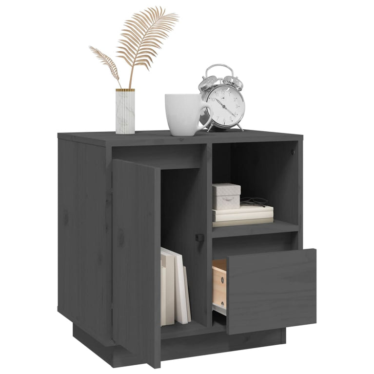 Nachtkastjes 2 st 50x34x50 cm massief grenenhout grijs MeubelReus