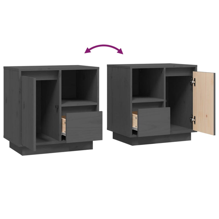 Nachtkastjes 2 st 50x34x50 cm massief grenenhout grijs MeubelReus