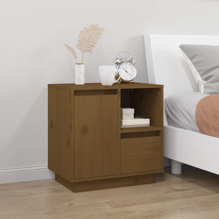 Nachtkastjes 2 st 50x34x50 cm massief grenenhout honingbruin MeubelReus