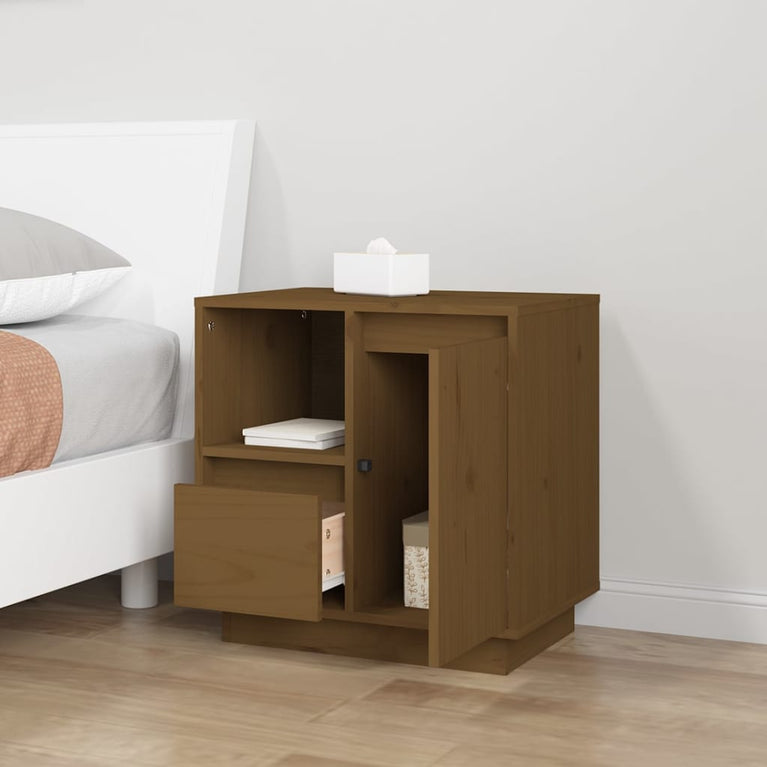 Nachtkastjes 2 st 50x34x50 cm massief grenenhout honingbruin MeubelReus
