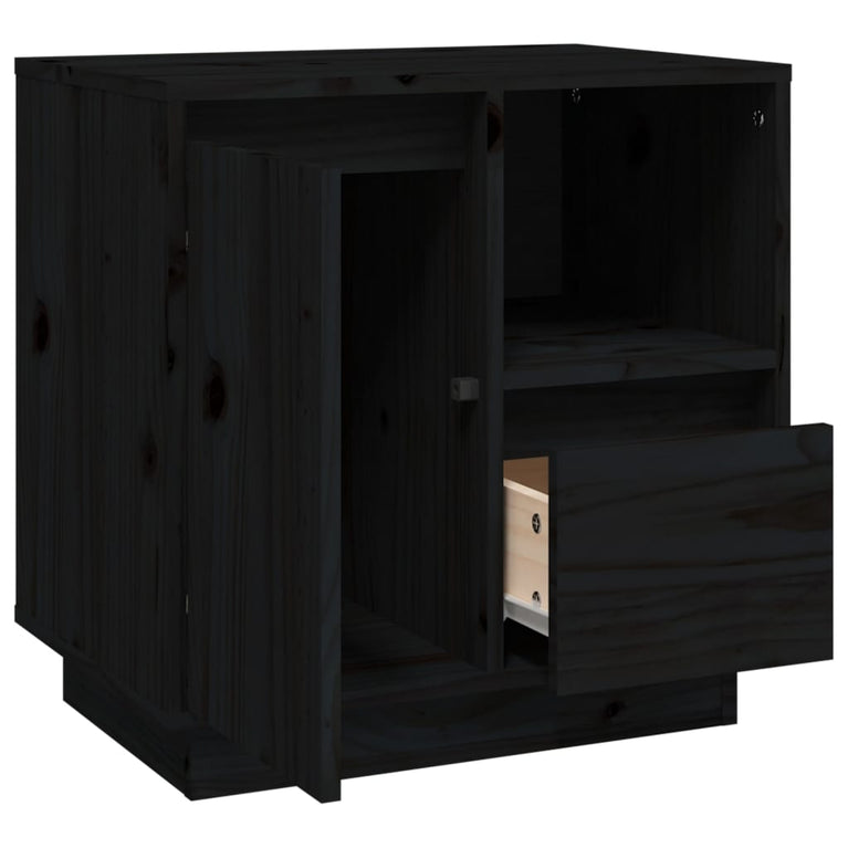 Nachtkastjes 2 st 50x34x50 cm massief grenenhout zwart MeubelReus