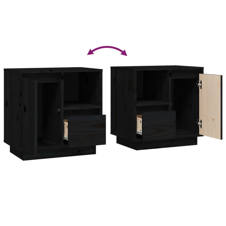 Nachtkastjes 2 st 50x34x50 cm massief grenenhout zwart MeubelReus