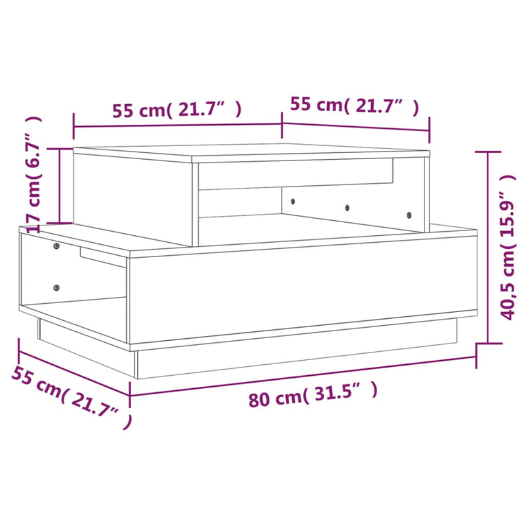 Salontafel 80x55x40,5 cm massief grenenhout zwart MeubelReus