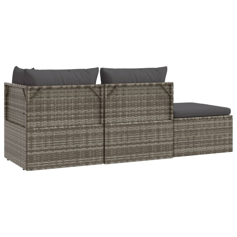 4-delige Loungeset met kussens poly rattan grijs MeubelReus