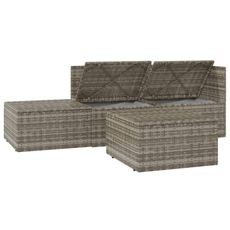 4-delige Loungeset met kussens poly rattan grijs MeubelReus