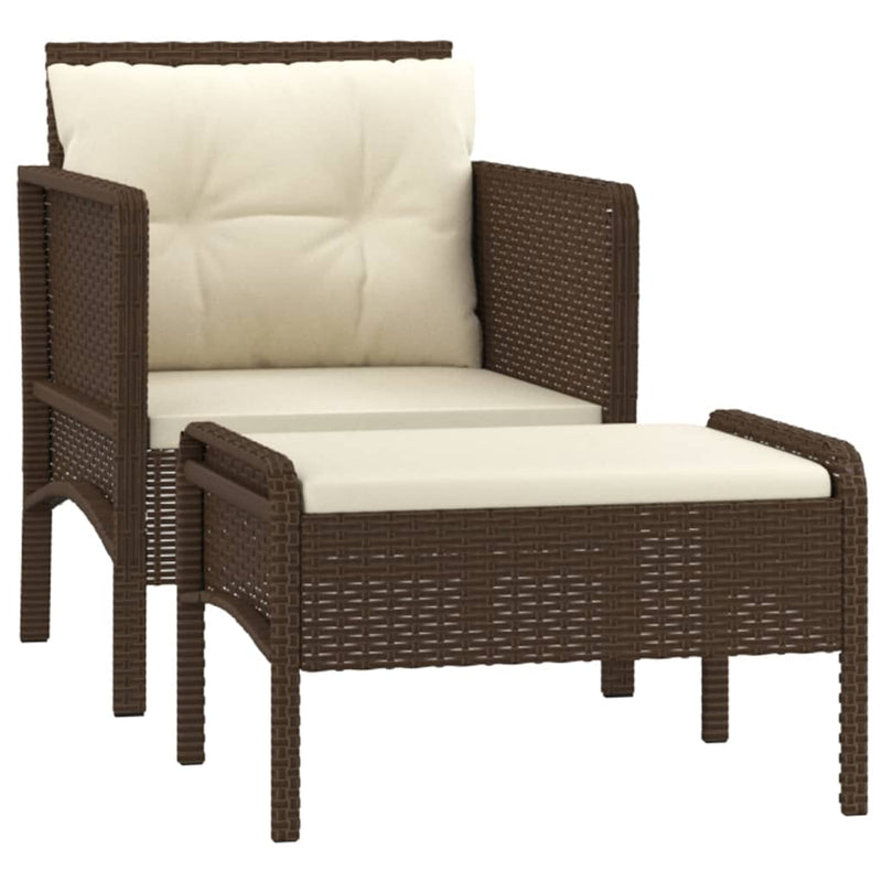 2-delige Loungeset met kussens poly rattan bruin MeubelReus