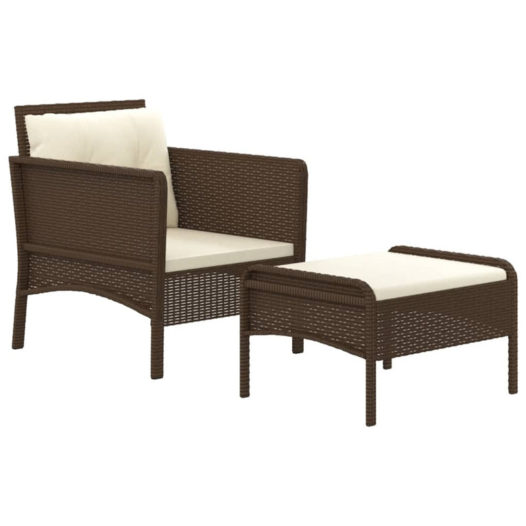 2-delige Loungeset met kussens poly rattan bruin MeubelReus