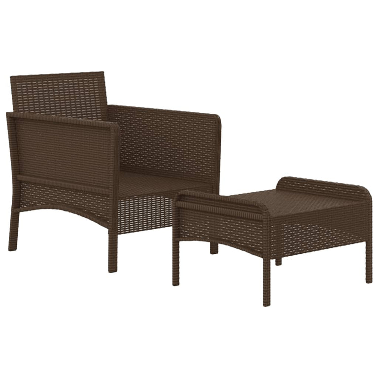 2-delige Loungeset met kussens poly rattan bruin MeubelReus
