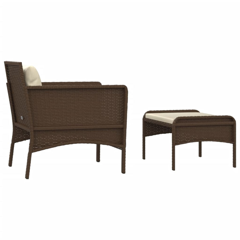 2-delige Loungeset met kussens poly rattan bruin MeubelReus
