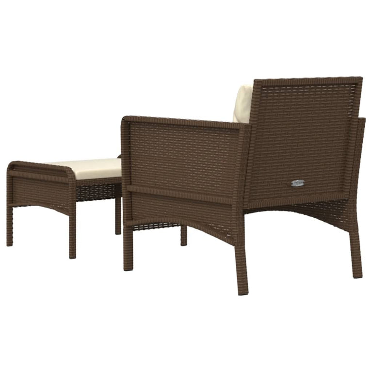 2-delige Loungeset met kussens poly rattan bruin MeubelReus