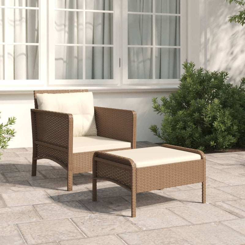 2-delige Loungeset met kussens poly rattan bruin MeubelReus