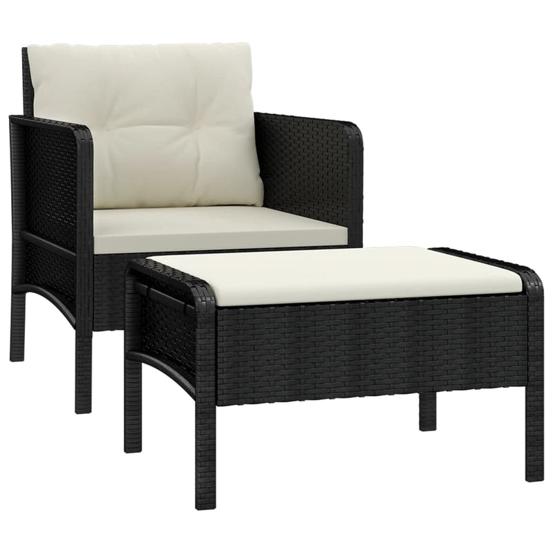 2-delige Loungeset met kussens poly rattan zwart MeubelReus