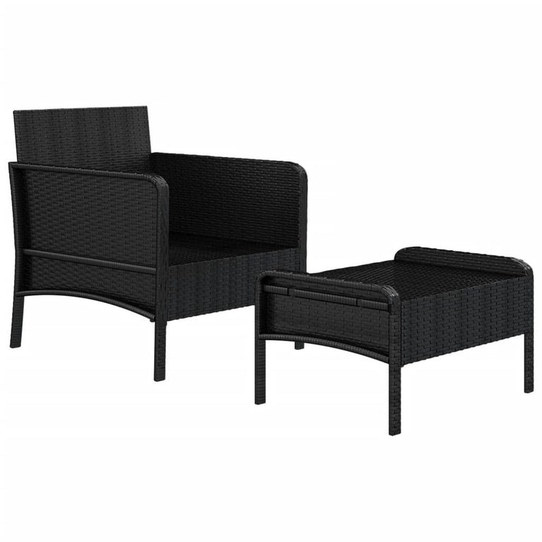 2-delige Loungeset met kussens poly rattan zwart MeubelReus