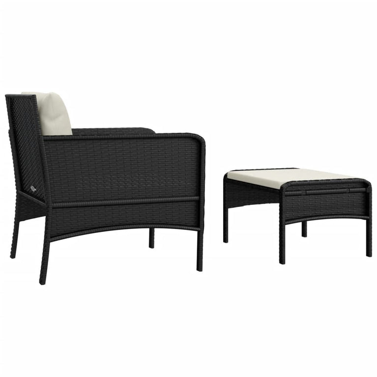 2-delige Loungeset met kussens poly rattan zwart MeubelReus