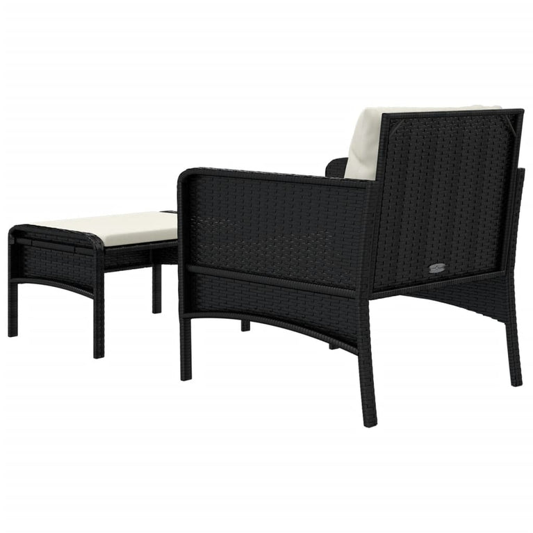 2-delige Loungeset met kussens poly rattan zwart MeubelReus