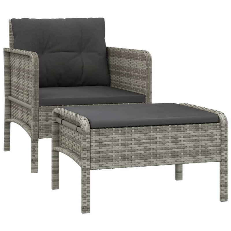 2-delige Loungeset met kussens poly rattan grijs MeubelReus