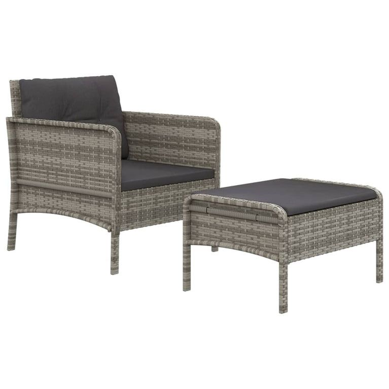 2-delige Loungeset met kussens poly rattan grijs MeubelReus