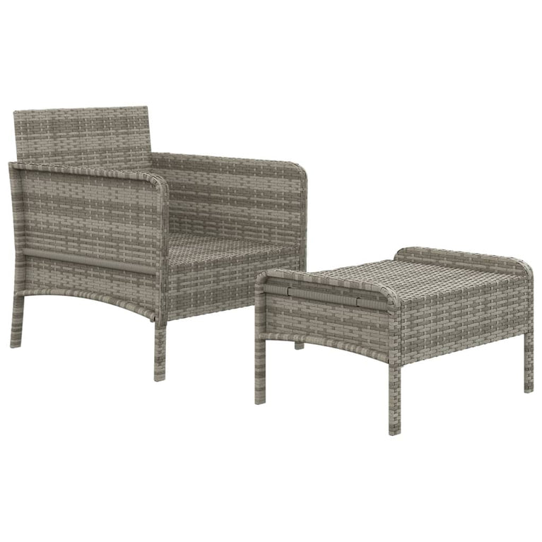 2-delige Loungeset met kussens poly rattan grijs MeubelReus