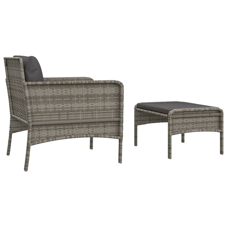 2-delige Loungeset met kussens poly rattan grijs MeubelReus