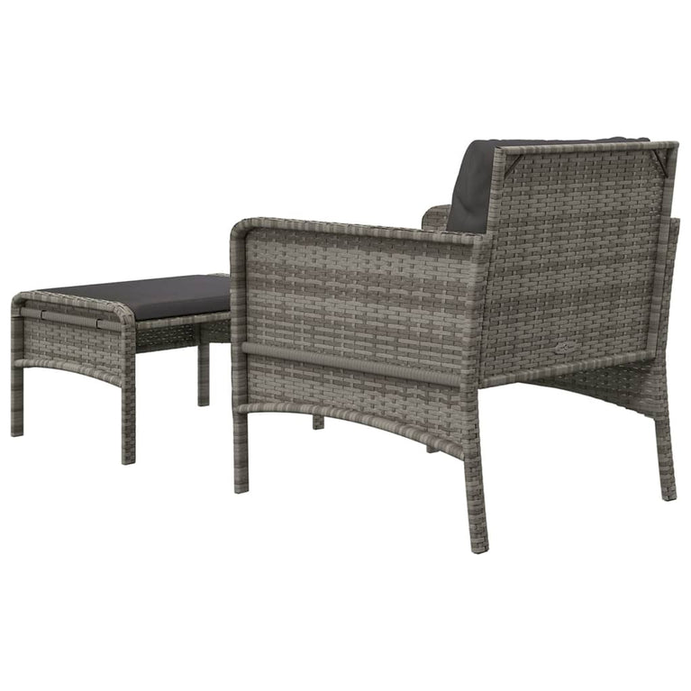 2-delige Loungeset met kussens poly rattan grijs MeubelReus