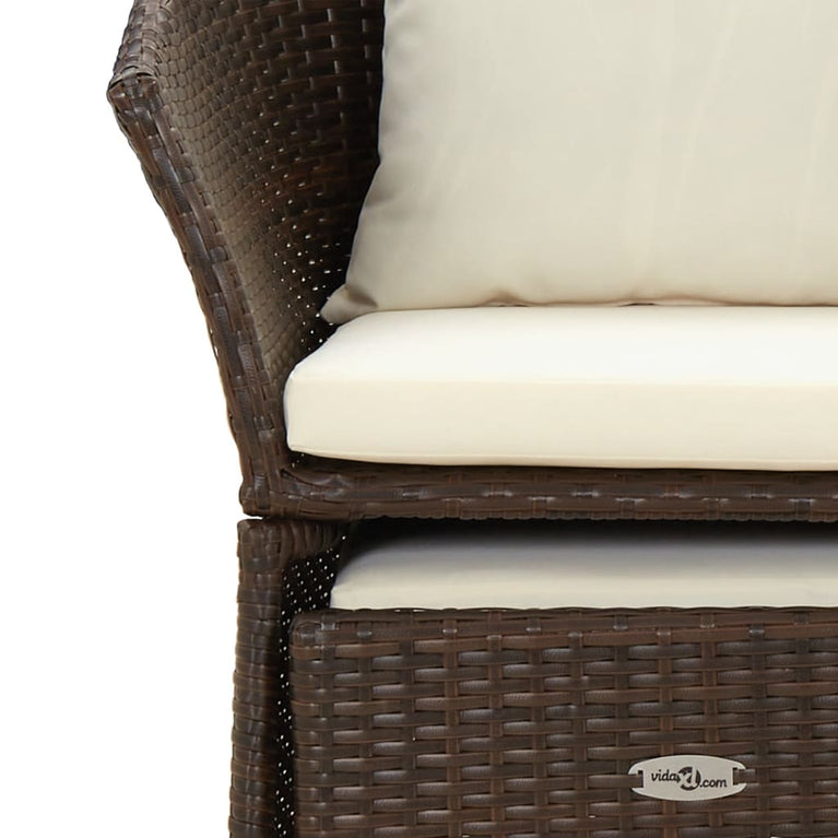 2-delige Loungeset met kussens poly rattan bruin MeubelReus