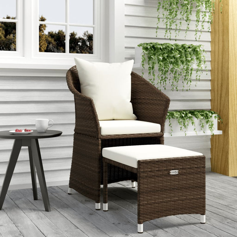 2-delige Loungeset met kussens poly rattan bruin MeubelReus