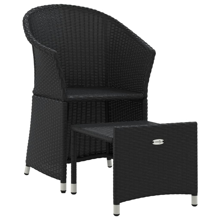 2-delige Loungeset met kussens poly rattan zwart MeubelReus