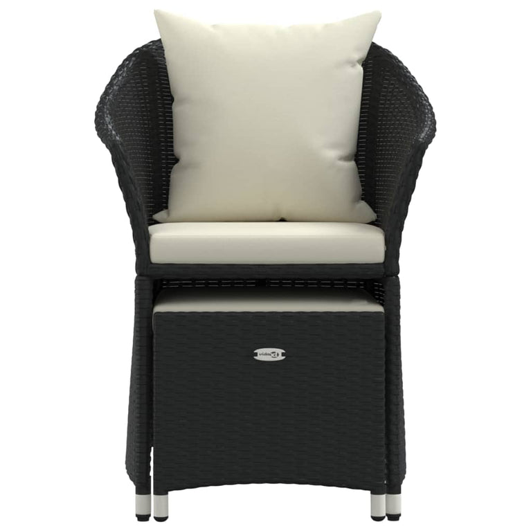 2-delige Loungeset met kussens poly rattan zwart MeubelReus