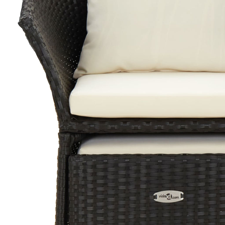 2-delige Loungeset met kussens poly rattan zwart MeubelReus