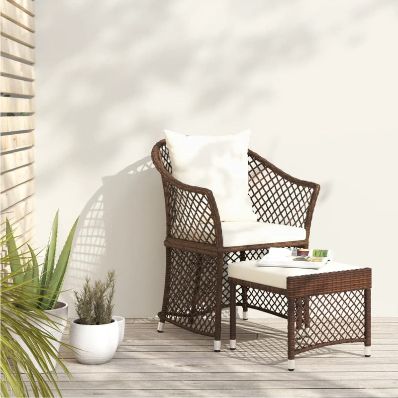 2-delige Loungeset met kussens poly rattan bruin MeubelReus