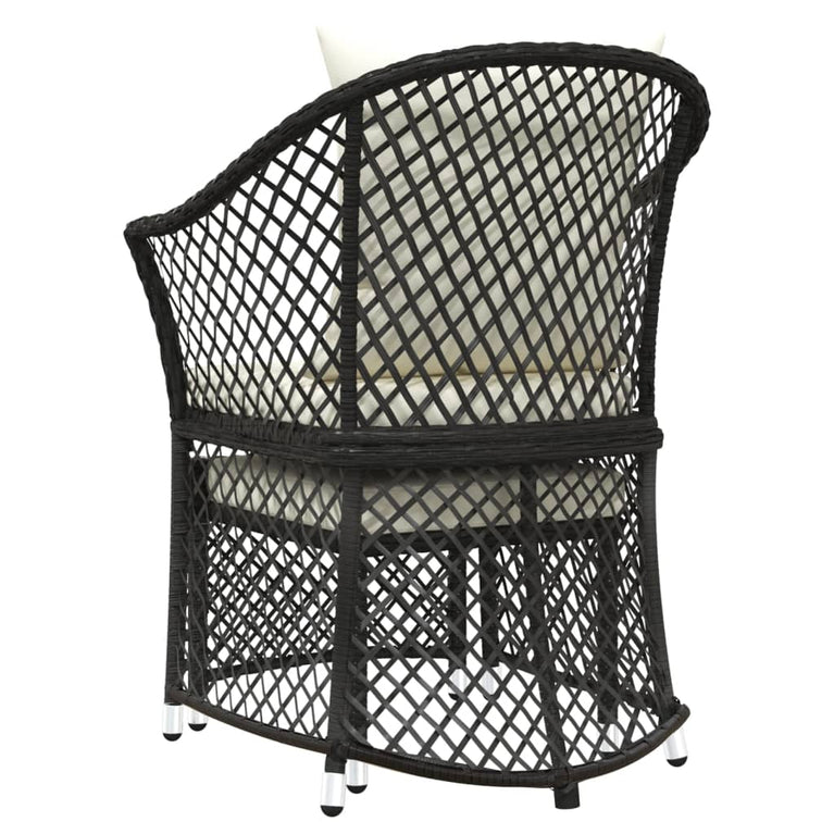 2-delige Loungeset met kussens poly rattan zwart MeubelReus