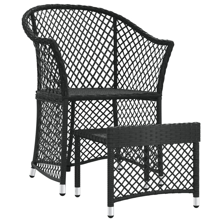 2-delige Loungeset met kussens poly rattan zwart MeubelReus