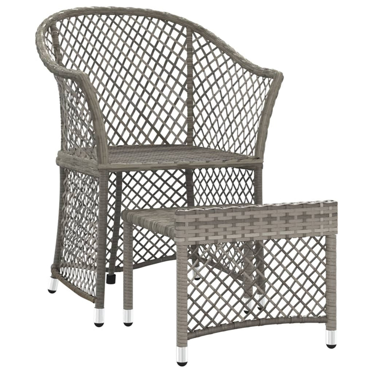2-delige Loungeset met kussens poly rattan grijs MeubelReus