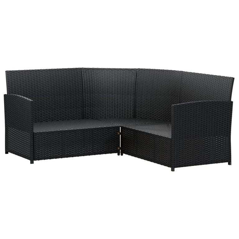 2-delige Loungeset met kussens L-vormig poly rattan zwart MeubelReus