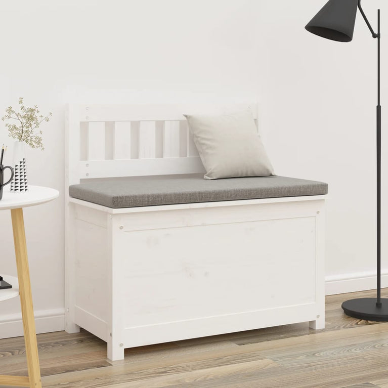 Bankje 80x41x77 cm massief grenenhout wit