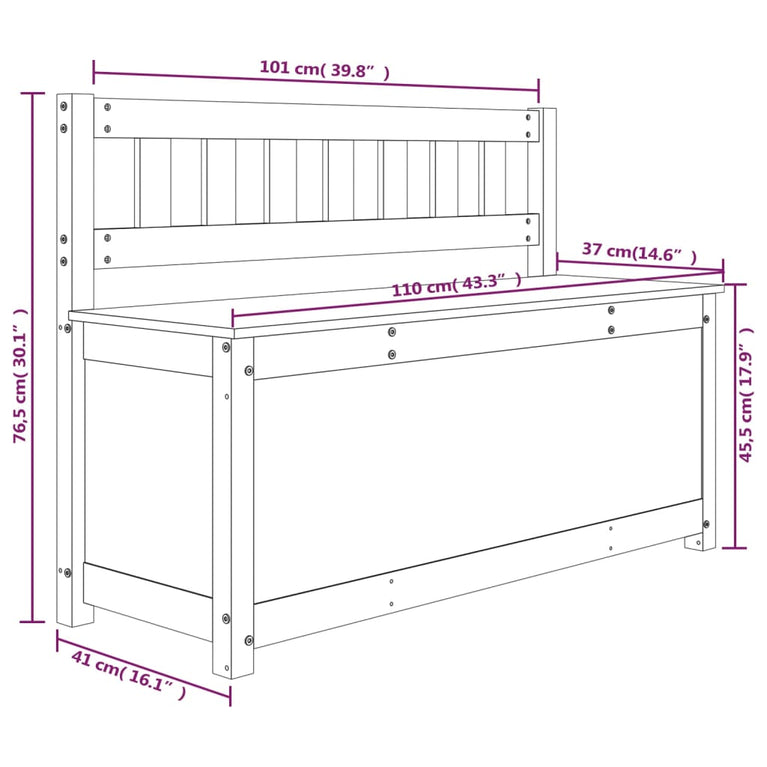 Bankje 110x41x76,5 cm massief grenenhout MeubelReus