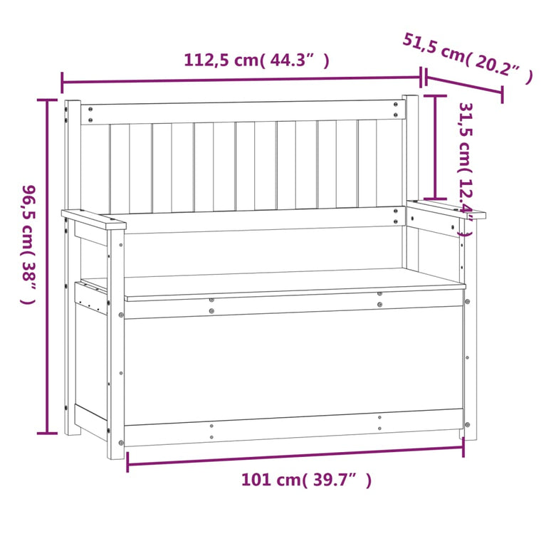 Bankje 112,5x51,5x96,5 cm massief grenenhout grijs MeubelReus
