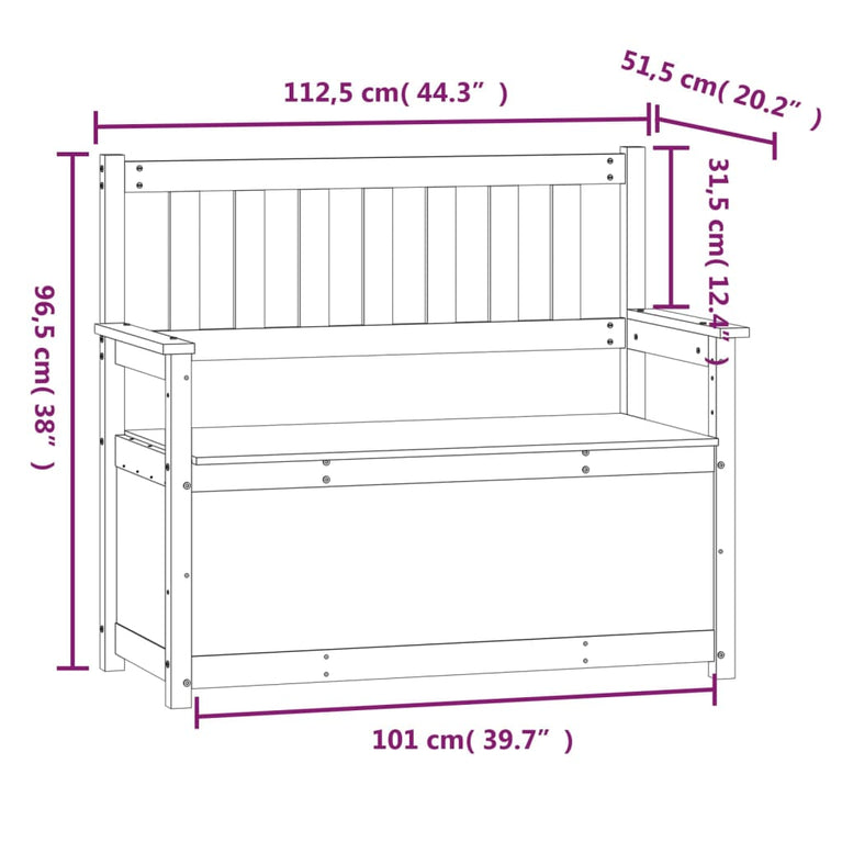 Bankje 112,5x51,5x96,5 cm massief grenenhout honingbruin MeubelReus