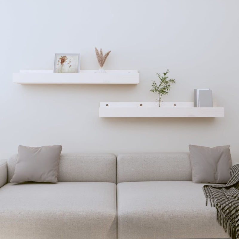 Wandschappen 2 st 80x12x9 cm massief grenenhout wit MeubelReus