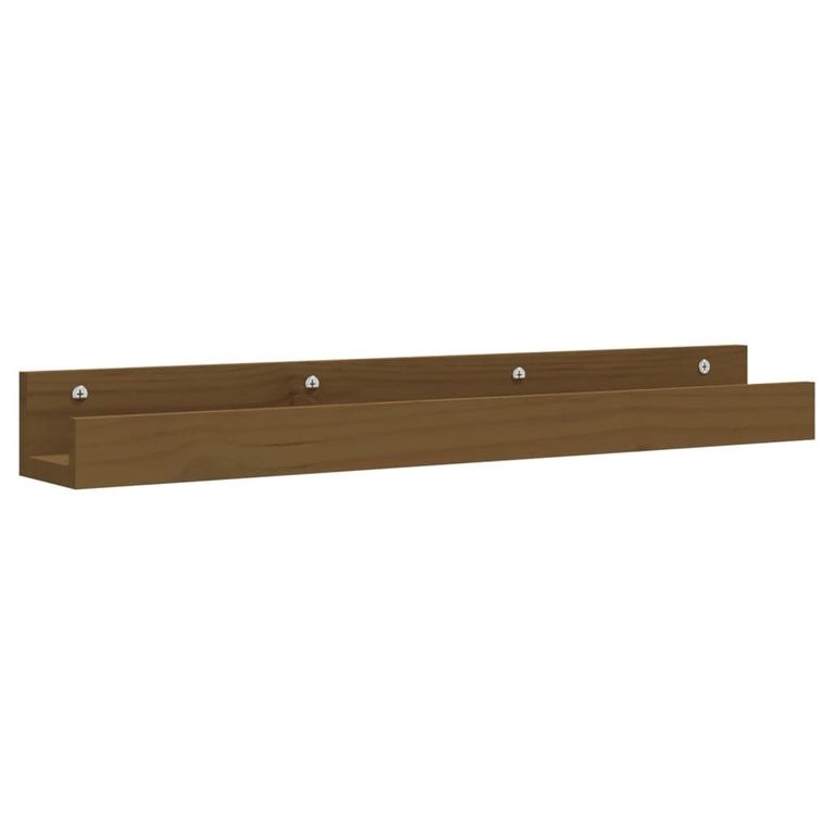 Wandschappen 2 st 80x12x9 cm massief grenenhout honingbruin MeubelReus