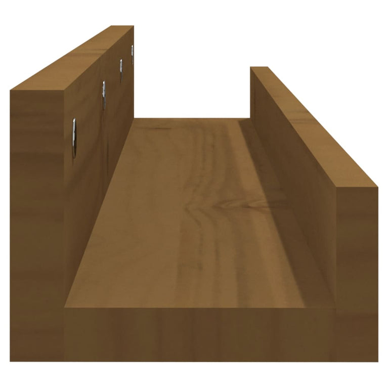Wandschappen 2 st 80x12x9 cm massief grenenhout honingbruin MeubelReus