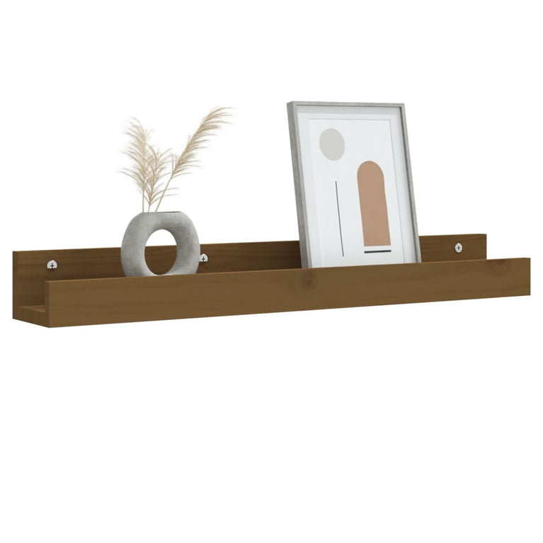 Wandschappen 2 st 80x12x9 cm massief grenenhout honingbruin MeubelReus