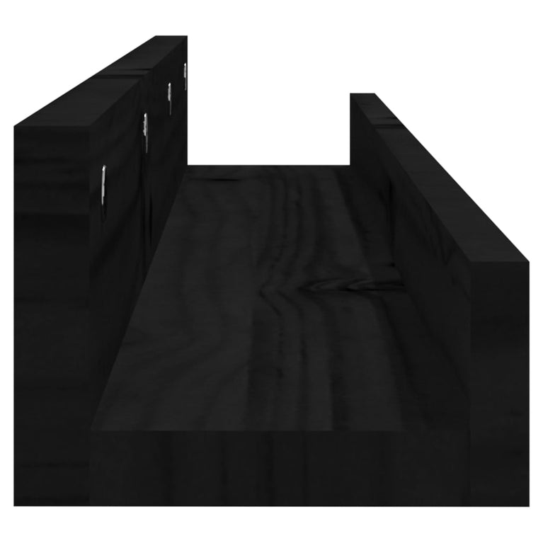 Wandschappen 2 st 80x12x9 cm massief grenenhout zwart MeubelReus